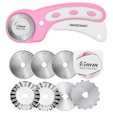 45mm Rotary Cutter for Fabric with 8pcs Rotary Blades, Rolling Fabric Cutter ...