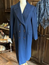 Pendleton Sz 14 Vintage Wool Long Overcoat Womens Double Breasted NAVY USA Made