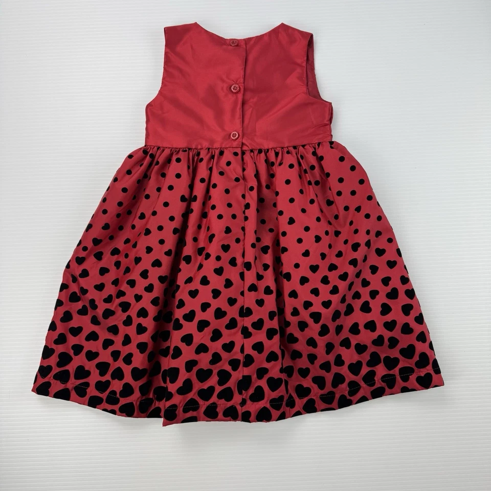 Penelope Mack Girls Dress 4T Red Black Heart Print Party Holiday NWT - Image 3 of 4