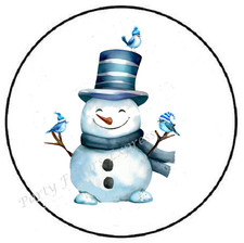 CHRISTMAS SNOWMAN WITH BIRDS ENVELOPE SEALS LABELS STICKERS PARTY FAVORS