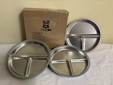 PandaEar 3 Pack Stainless Steel Baby Suction Plates, Divided Toddler Plate  8.1"