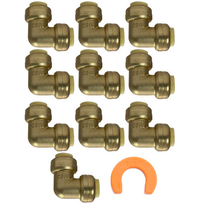 10 Pack XFITTING 1/2'' Push Fit Elbow W. 1 Free Disconnect  Clip