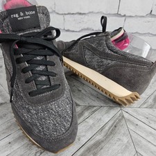 Rag Bone New York Gray Suede Sneakers Pink Accents Shoes Size 37.5 US 7 Street