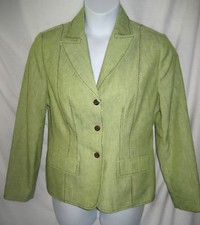 ALFRED DUNNER CUTE SPRING GREEN/BROWN STITCH BLAZER JACKET 12