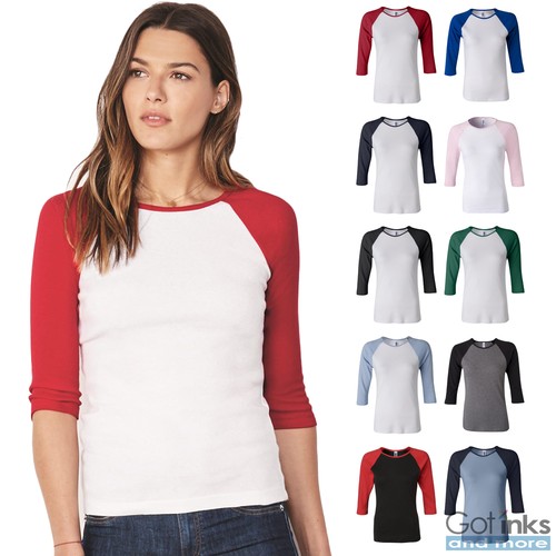 Slim Fit Women T-Shirt Baseball Tee 