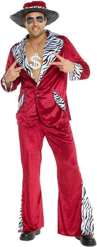 Rotes Zuhälter Kostüm Herren Pimp Outfit Junggesellenabschied Faschingkostüm - Bild 2 von 7