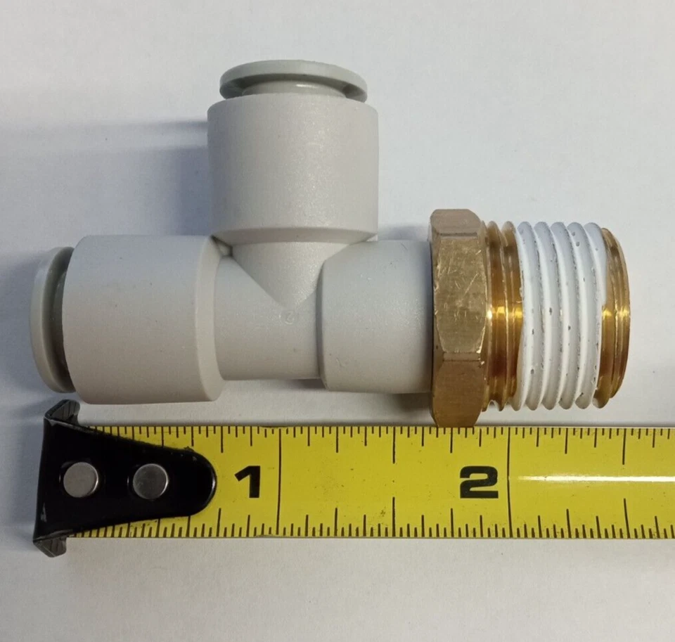 SMC KQ2Y10-04S 10mmX1/2"NPTx10mm push-to-connect male run tee **5-pack** - Image 2 of 3