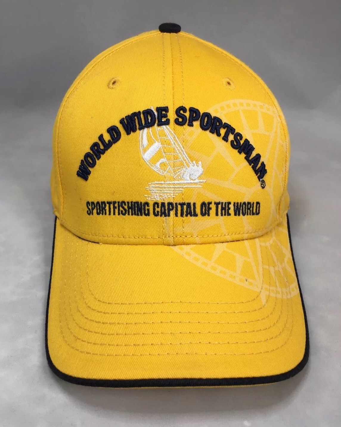 World Wide Sportsman Yellow Baseball Embroidered Front Strapback Cap