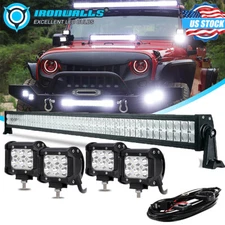 52"inch LED Work Light Bar + 4" Pods Combo Kits For Jeep Wrangler JL Gladiator