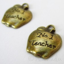 Teacher Apple Wholesale Antiqued Bronze Charm Pendants C0927 - 10, 20 Or 50PCs