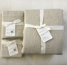 Pottery Barn BELGIAN FLAX LINEN Duvet King/Cal King  Two Euro Shams Flax NWT