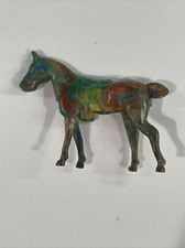 Vintage 1950  s Ajax Archer Hard Plastic Green Swirl Standing Horse Toy