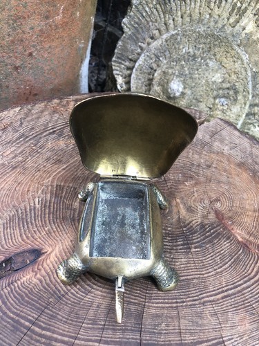 Antique Victorian Tortoise vesta case tabletop match safe holder striker 5"long - Picture 6 of 14