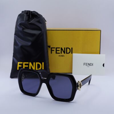 New Fendi FE40139F 01V Shiny Black/Blue 53-19-135 Sunglasses  display picture 1