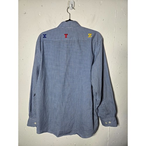 Mili Designs Women Blue Checkered Embroidered Button Up Shirt Size Large Teacher - Picture 2 of 13