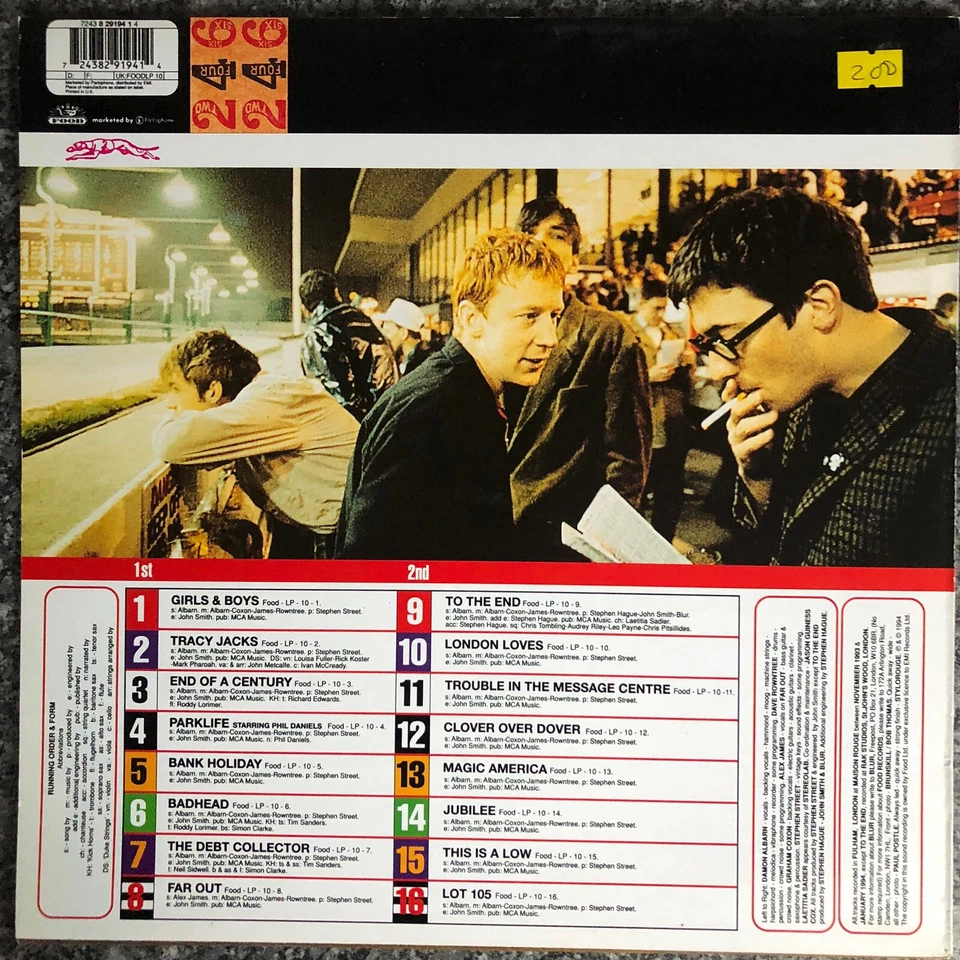 LP VINYL BLUR ALBUM PARKLIFE FOODLP 10 UK 1ST PRESS 1994 NM/NM- NICE COPY - Image 4 of 4