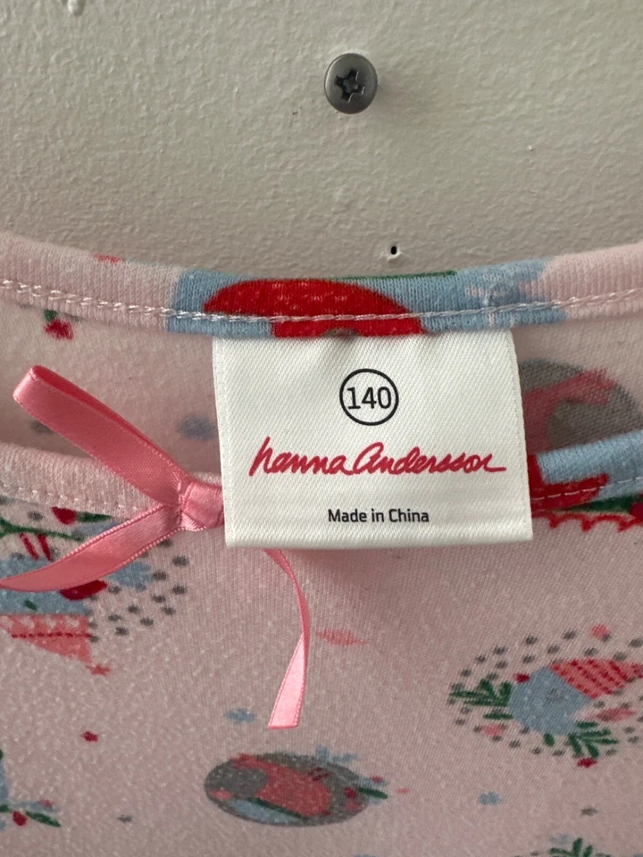 Hanna Andersson Girls Pink Holiday Nightgown Size 140 100% Polyester - Image 3 of 4