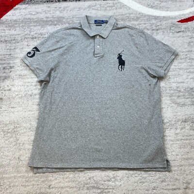 Ralph Lauren Polo Shirt 2XL XXL Gray Black Big Pony Outdoors