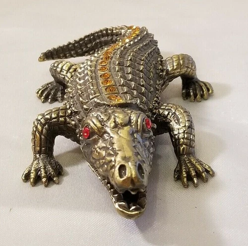 Alligator with Rhinestones Trinket Box Collectible