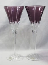 AJKA 2 Hungary Amethyst 24% PbO Crystal "Castille Albinka" 8¾" Wine Glasses