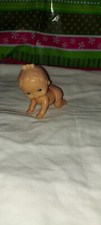 Vintage Tomy 1977 Wind Up Toy Crawling Baby Girl Blue Diaper And Hairbow