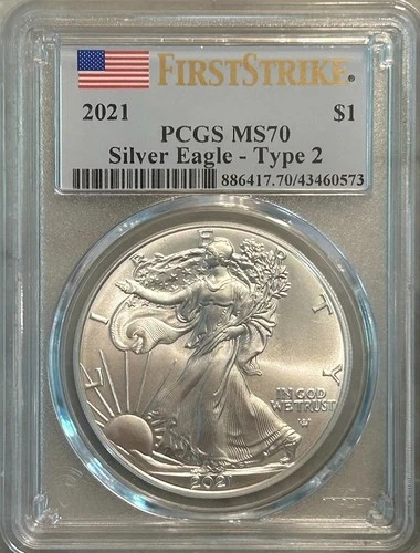 2021 Type 2 United States Silver Eagle PCGS MS 70