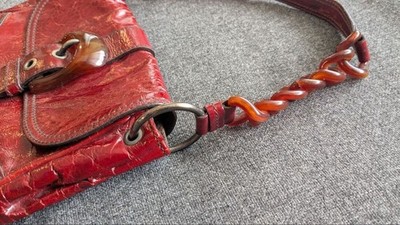 Miu Miu 90s Archive Red Enamel Leather Shoulder Bag Chain Vintage