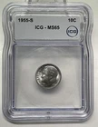 1955-S Roosevelt Dime 10c ICG MS65 Mint State Uncirculated