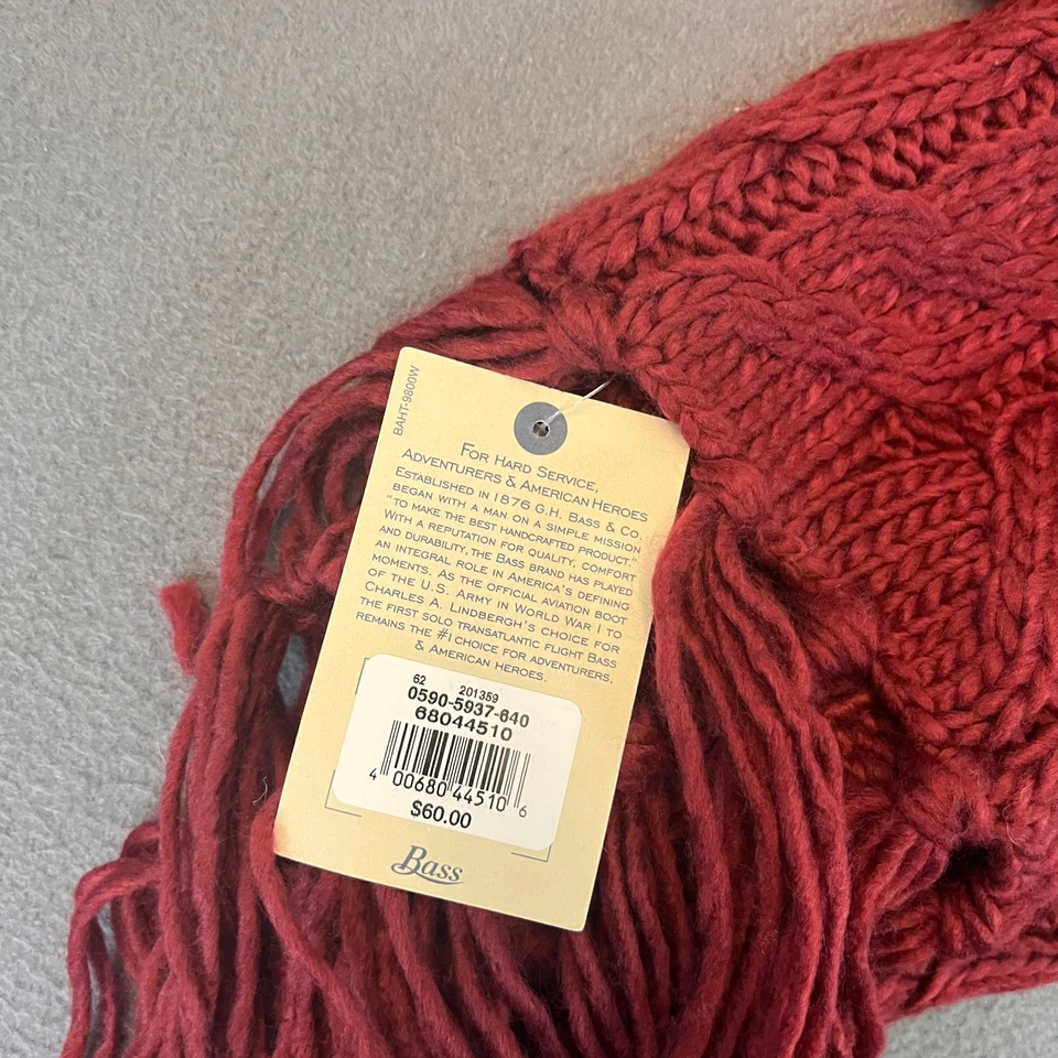 GH Bajo Cable Tejido Bufanda Rojo Granate Espiga Patrón Flecos Invierno Largo Nuevo con Etiquetas Foto 2 de 4