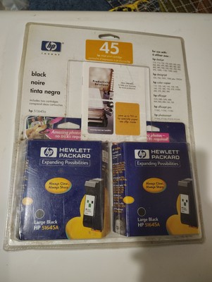 VINTAGE 2000 HP HEWLETT PACKARD PRINTER INK CARTRIDGES (2) BLACK 51645A SEALED 