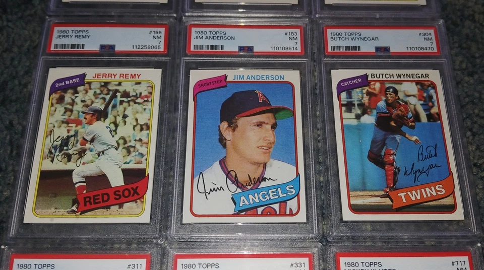 Lot of (9) 1980 TOPPS BASEBALL CARDS ~ ALL PSA 7 NEAR MINT - Image 3 of 4