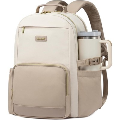 Modern Damen Laptop Rucksack 15.6 Zoll, Polyester, Wasserabweisend, Beige Khaki