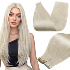 Invisible Tape in Hair Extensions Human Hair White Blonde Human Hair Extensions