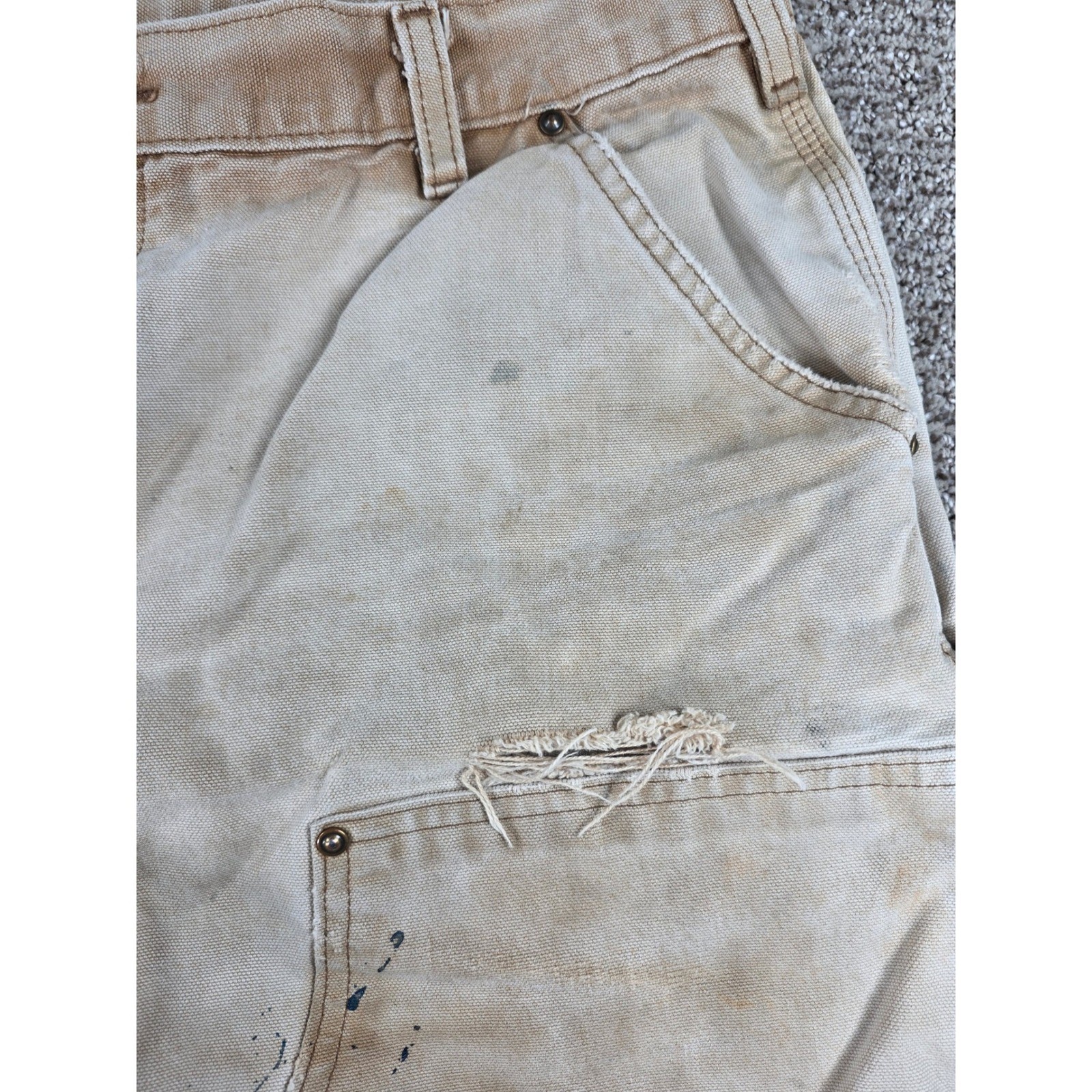 Carhartt B136 BRN Brown Double Knee Pants Distressed Faded Thrashed 36x29 thumbnail 6