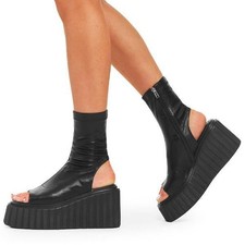 Lamoda Games Of Luck Black Chunky Platform Creeper Ankle Boots Bold Edgy