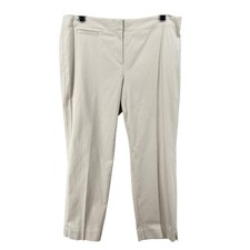 NWT J Jill Pants Sz 12P Petite Capri Ecru Khaki Cotton Straight Leg Flat Front