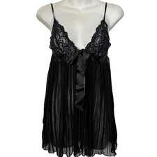 Victorias Secret Sheer Lingerie Slip Chemise Pleated Whimsigoth Dress Top sz M