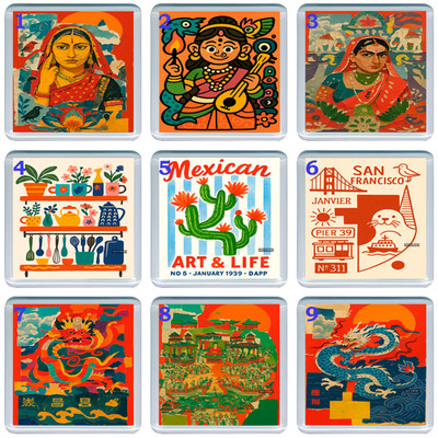 Acryl Untersetzer Getränk Welt Kultur Kunst Matte mit globalen Traditionen und Stil