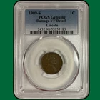 1909-S Lincoln Wheat Cent Very Fine PCGS VF Coin, Damage #37760