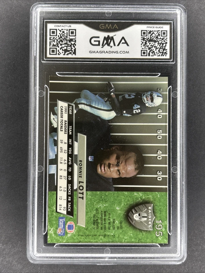 Ronnie Lott - 1992 Fleer Ultra #195 - Los Angeles Raiders - GMA 9 Mint - Image 2 of 2