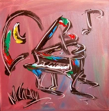 NICE PIANO Modern Abstract   Original Oil Painting  IMPRESSIONIST YUUI