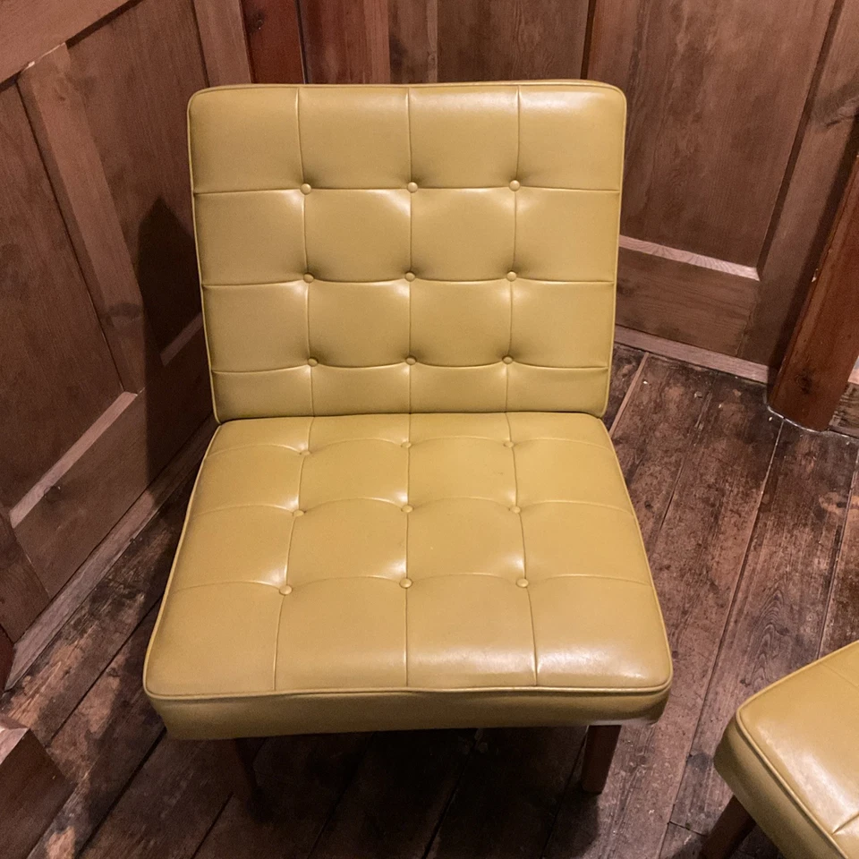 2 x Vintage Mid Century Modern Low Slung Leatherette Danish Chairs 1960s - Image 2 of 4