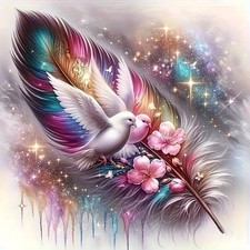 5D Diamond Art Kits for Adults Beginners, Feathers Doves Diamond Painting Kits,