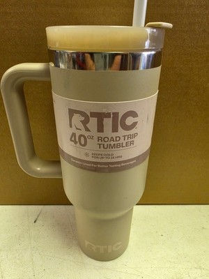 RTIC 40oz Road Trip Tumbler 3-in-1 Lid Ceramic Lined Straw Cup Tan Beach
