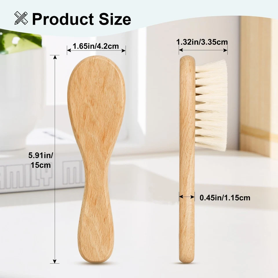 Щетка для волос Molylove Baby, деревянная щетка для волос с козьей щетиной для новорожденных - Изображение 4 из 4