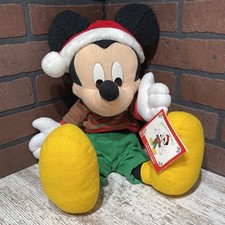 Vintage 19" Disney Mickey Mouse Plush Holiday with Santa Cap New w/ Tags