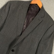 Lauren Ralph Lauren Silk Wool Blazer Jacket Mens 42R Grey Plaid Two Button Coat