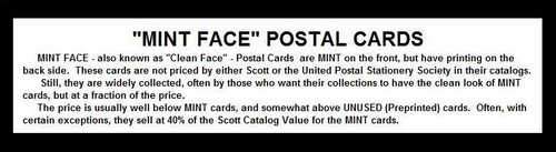 UX22 "MINT FACE" POSTAL CARD - Bild 3 von 3