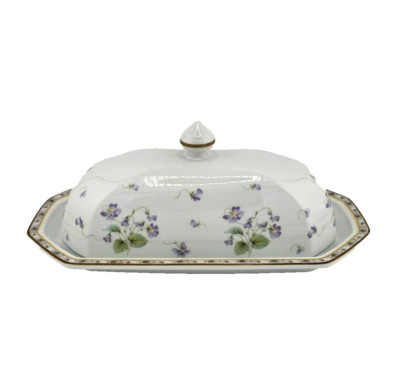 Christopher Stuart GRACIOUS Covered Butter Dish EXCELLENT+ Violets Fine ...
