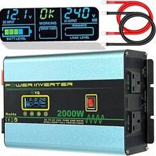 YQ Power Inverter 12V to 240V Pure Sine Wave 2000W 4000W Camper LCD Converter